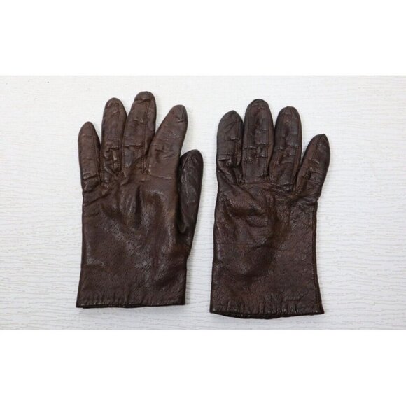 CARDINAL GLOVE COMPANY - VINTAGE WOMEN'S BROWN COWGRAIN LEATHER GLOVES - SIZE M - Picture 1 of 10